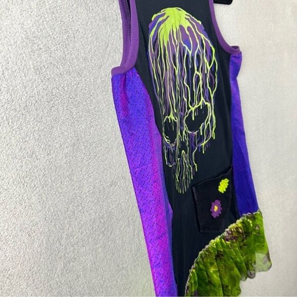 Skull Colorful Fairygoth Punk Whimsical Tank Dress Vegas Rabbit S/M - Picture 8 of 10